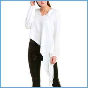 🏷 🆕 BCBGMaxAzria White Ruffle Asymmetrical Top
